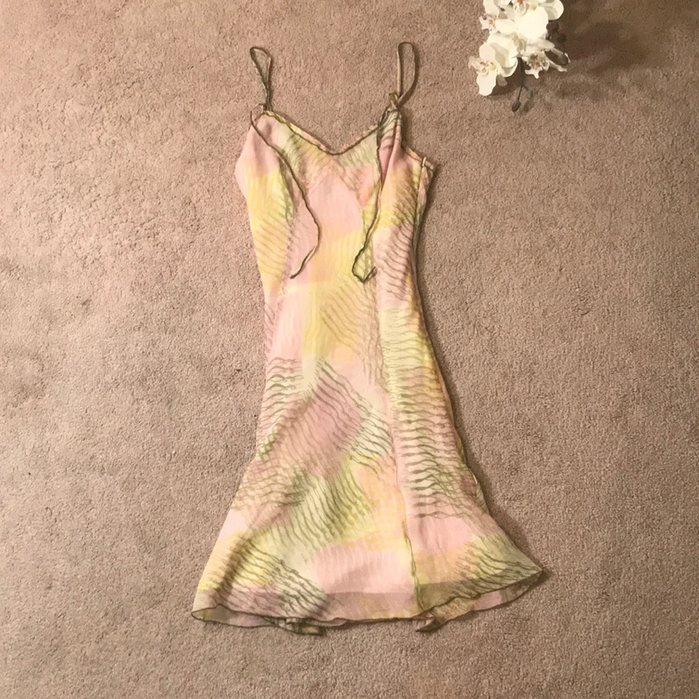 Pink and green Armani silk dress